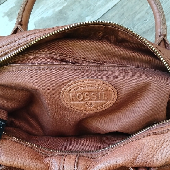 Fossil Tan Leather Satchel - Picture 10 of 16